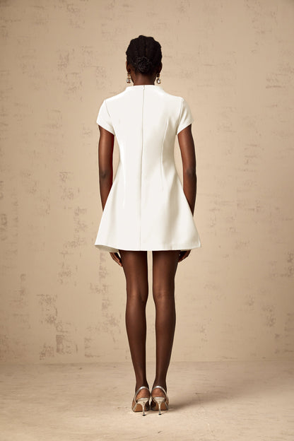 Esther White Cap Sleeve Mini Dress
