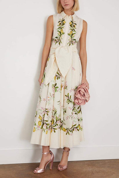 dresses-Amity Printed Knotted Midi Shirt Dress-SD00203222516-Beige-S - Sunfere