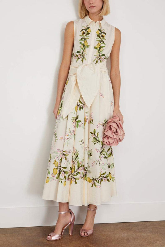 dresses-Amity Printed Knotted Midi Shirt Dress-SD00203222516-Beige-S - Sunfere