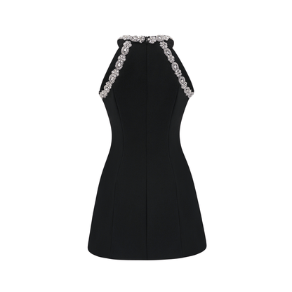 Babette Black Crystal Embellished Mini Dress