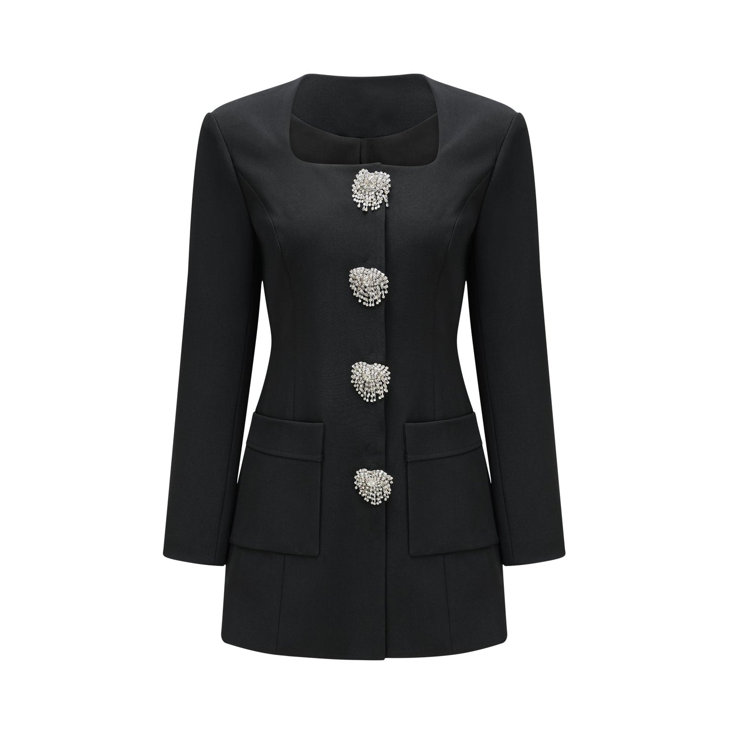 Fionnghuala Black Crystal Embellished Mini Dress