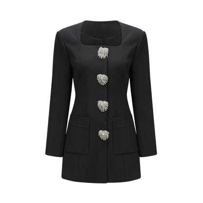 Fionnghuala Black Crystal Embellished Mini Dress