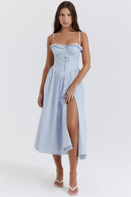 dresses-Helen Embroidered Lace Corset Midi Dress-SD00605072763-Blue-S - Sunfere