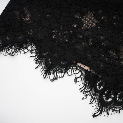 Kylitha black lace ribbon mini dress