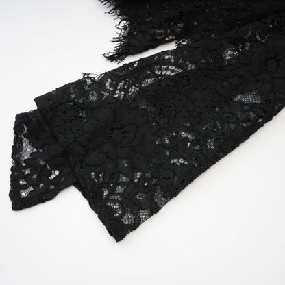 Kylitha black lace ribbon mini dress