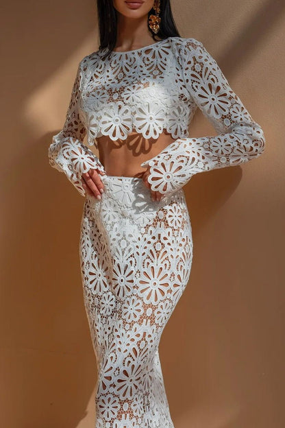 Lena Floral Hollow Out Set-Sunfere