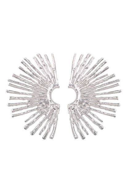 Metallic Sector Semicircular Earrings