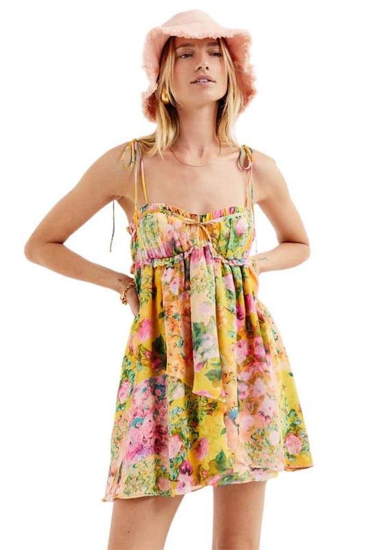 dresses-Mona Floral Printed Chiffon Mini Dress-SD00606042879-Multi-S - Sunfere