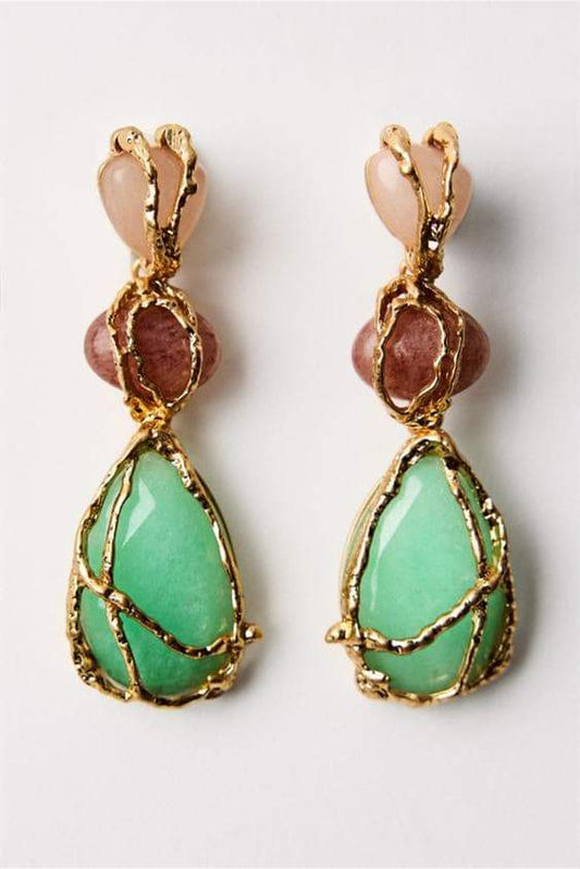 Multi Gem Dangle Earrings-Sunfere