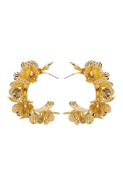 Multi-Layer Floral C-Shaped Earrings