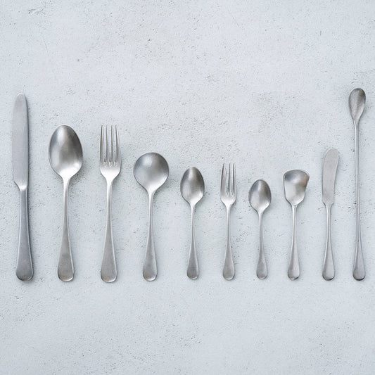 Vintage Inox Old English series dinner knife with smooth handle, stainless steel, luxury cutlery for everyday and formal dining.