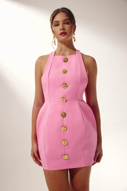dresses - Rebecca Halter Backless Mini Dress - SD00603272545 - Pink - XS - Sunfere