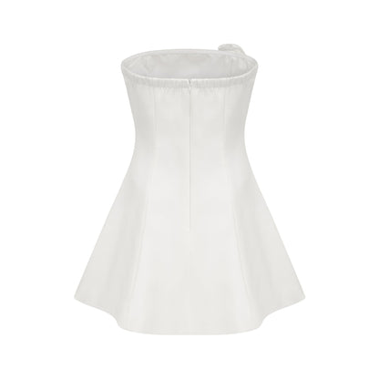 Rosalie white faux-flower mini dress